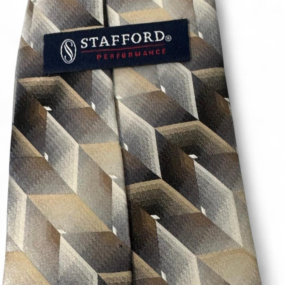 Stafford Performance 100% Silk Geometric Pattern Necktie Y2K Dark Academia Indie - Picture 2 of 4